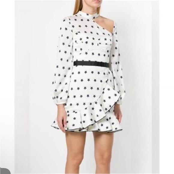Self Portrait EUC Starry White and Black Dress size 0 - Picture 2 of 5